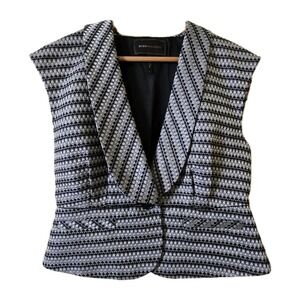 BCBGMAXAZRIA‎ Sleeveless Blazer Vest Textured Black White Gray Size Medium